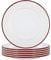 Argon Tableware Plaques de dîner en émail Blanc - Plats de Plats de Camping en Plein air en métal - 25.5cm - Pack Rouge de 6