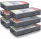 Budding Joy 6 Pack Underbed Storage, 90L Large Under Bed Storage Box with Lid, Clothes Storage Bags with Clear Window and Reinforced Handles for Blanket, Clothes, Comforters, Grey