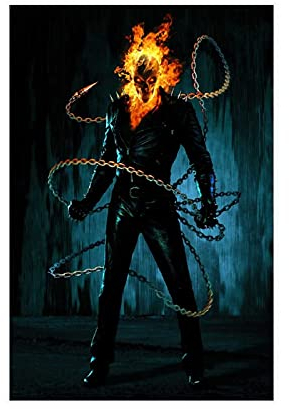Ghost Rider Johnny Blaze Nicolas Cage Movie Classics 9 Canvas Poster Wall Art Decor Print Picture Paintings for Living Room Bedroom Decoration Unframe:12×18inch(30×45cm)