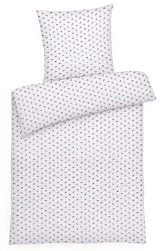 Carpe Sonno Seersucker Bettwäsche 135x200 Baumwolle | Sommer Bettwäsche Blumen Bettbezug 135 x 200 | Kühlende Sommerbettwäsche Bügelfreie Bettwäsche-Sets Blumen Bettwäsche Baumwolle 135x200 Weiß Rosa