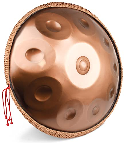 ANTETOK Harmonic Handpan Drum in d-Dur 10 Töne 22 Zoll Stahl mit weicher Handpan Tasche,Harmonische Percussion für Klangheilung, persönliche Meditation, Yoga(Gold)