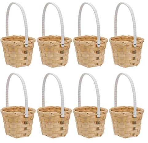 Rattan Korb Geflochtener Blumenkorb Hochzeitskorb: 8 Stücke Mini Weidenkorb mit Henkel Hochzeit Streukorb Bügelkorb Blumenkinder Körbchen Henkelkorb Landhaus Deko Ostern Tischdeko Frühlingsdeko