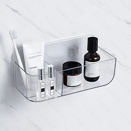 YOHOM Transparenter Duschkorb Ohne Bohren Organizer für Fliesenwandmontage Duschablage Selbstklebend Schwimmendes Regal zum Kleben Duschkörbe Badezimmer Caddy mit 3 Fächern