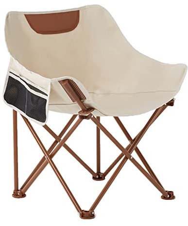 TOSAMC Chaise de camping légère et portable avec sac de transport et poche latérale, chaise d'extérieur compacte pour camping, randonnée, pêche, plage, pique-nique (kaki)