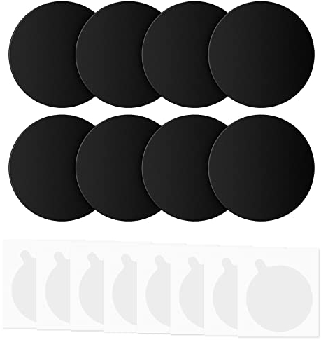 Orenge 8 Stück Metallplatte Selbstklebend Metallplättchen für Magnet kfz Handyhalter Metall Platte mit Kleber Starke Metallplatten Runden Schwarz für Magnetische Handyhalter, 40 x 40 mm