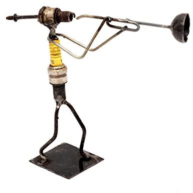 Brillibrum Design Metallmännchen Musiker | Handmade | Variante Trompete | Upcycling Zündkerzenfigur | 15x5x17 cm