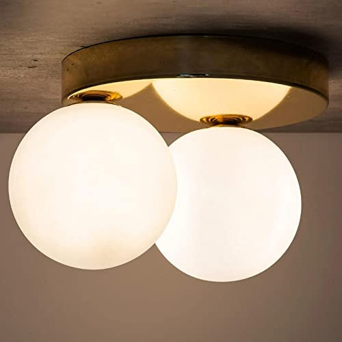 famlights Deckenlampe & Deckenbeleuchtung in Gold 2-flammig rund Modern ENNO G9 Metall Esszimmer Flur | 2-flammig