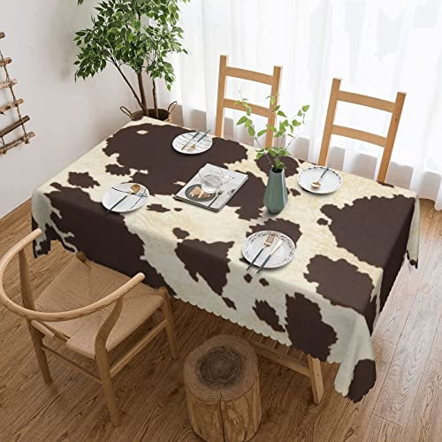 Tischdecke mit Kuhfell-Aufdruck, waschbarer Stoff, Polyester, rechteckig, für Restaurant, Hochzeit, Party, 137 x 183 cm
