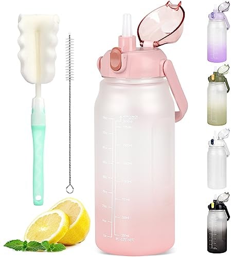 GXCROR Gourde Grande Bouteille d'eau de 2L Avec Marqueur de Temps et Paille - Restez Hydraté Avec Notre Grande Bouteille d'eau