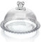 Kanpura Plato de cristal para tartas de 7 pulgadas con cúpula, soporte para tartas con tapa, plato de vidrio con patrón redondo con tapa para cocina, comedor, panadería, exhibición de pasteles, fiesta