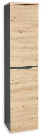MEMPHIS Aktenschrank in Artisan Eiche Optik, Graphit - Moderner Büroschrank - 45 x 197 x 38 cm (B/H/T)