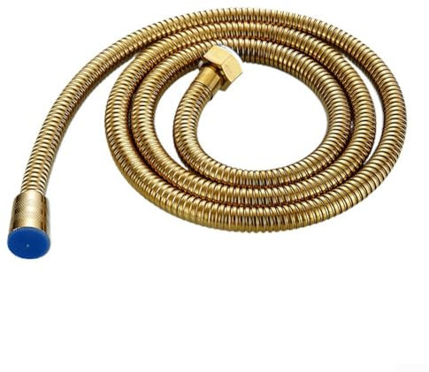 YUANGANG Tuyau de douche à main anti-enroulement en acier inoxydable 1,5 m doré flexible GI/2 haute pression pour pommeau de douche