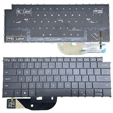 YIJIATech ® Laptop mit integrierter Tastatur und Schraubendreher, US-Layout für Dell XPS 15 9500 17 9700 Precision 5550 5750 mit Hintergrundbeleuchtung, rahmenlos, Schwarz