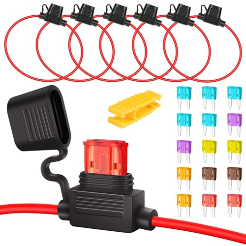 GUOYIHUA Lot de 6 porte-fusibles plats 16 AWG pour voiture, porte-fusibles 3 A/5 A/7,5 A/10 A/15 A/20 A, pour voiture, camion, moto, bateau