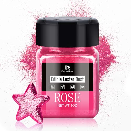 Essbarer Glitzer - 30g Essbarer Glitzerstaub Glitzerpulver für Getränke, Kuchen, Backen - Metallisch Pulver Lebensmittelfarbe Staubpulver zum Dekorieren von Lebensmittel, Cocktail, Keksen (Rose)
