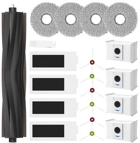 20 Stück Zubehör für Ecovacs Deebot T20 Omni / T20e Omni / T20 Max/ T20 Pro Saugroboter,1 Hauptbürsten, 4 Wischtücher, 4 Hepa Filter, 4 Staubbeutel, 6 Seitenbürsten, Zubehörset für Ecovacs T20 Omni