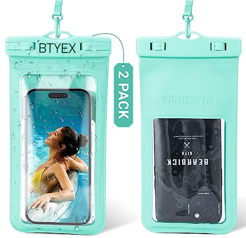 BTYEX Universal Waterproof Phone Pouch Cellphone Dry Bag Case with Lanyard for iPhone 15 14 13 12 Pro Max Xs Max XR X 8 7 6S Plus SE, Galaxy S22 S21 S20, HUAWEI P50 up to 7.0’’ - 2 Pack