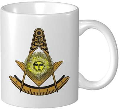 FJQWKLF Freimaurer-Kaffeebecher mit Motiv eines ehemaligen Meisters, Keramiktasse, Fassungsvermögen 11 oz