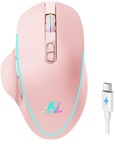 AUEDROT Wireless Mouse con Mouse Jiggler Non Rilevabile Mouse Mover, Muovi Mouse Automatico, Tracciamento, Tenere Sveglio il Computer/Laptop, 2000 dpi, Type C Ricaricabile, Rosa