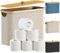 Lifewit Portarotolo per carta igienica, 23 l, in bambù, con coperchio e maniglia, supporto autoportante per 9 rotoli mega, organizer da bagno, accessori per contenitori, colore: beige
