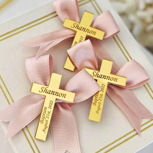 20/50/100 Stück Personalisiertes Graviertes Acrylkreuz Als Taufgeschenk, Personalisiertes Taufgeschenk Mit Namen, Tischdekoration Zur Babyhochzeit, Taufkreuz Aus Acryl, Dankesschild(30pcs)