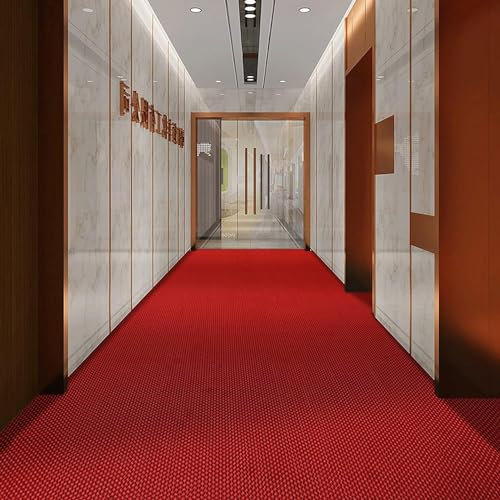 HSWOYEA Tapis de Sol Commercial en PVC, 3 x 10 Pieds, Tapis de Drainage pour Restaurant, Spa, Salle de Bain, Piscine, Tapis de Sol antidérapant, Rouge, 0,9 × 3 mètres