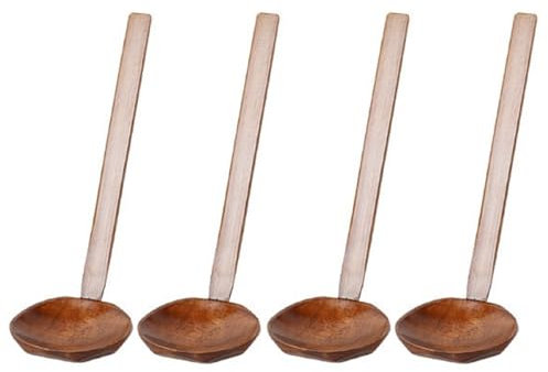 A,Juego de 4 cucharas de madera para ramen, cuchara de sopa, cuchara de sopa japonesa, cuchara de sopa de madera natural