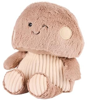 Warmies Brown Mushroom Plush Toy, Large Size, Fully Microwave Safe and Weighted Cuddly Toy for Anxiety, Cool in the Freezer or Heat in the Microwave, Soft Heat Cushion