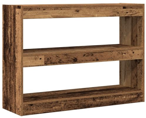 vidaXL Industrielles Bücherregal aus altem Holz Raumteiler Freistehende Bücherregale Natürliche Ablage Regale Für Wohnbereich Lesen Bibliothek Raum Organizer Innenlösung Dekor