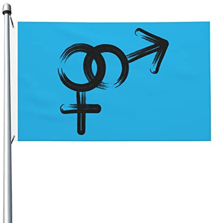 Doppelseitige Flagge für weibliche und männliche Geschlechtssymbole, 90 x 150 cm, dekoratives Banner, lebendige Farben, Polyester, Heimhofflagge