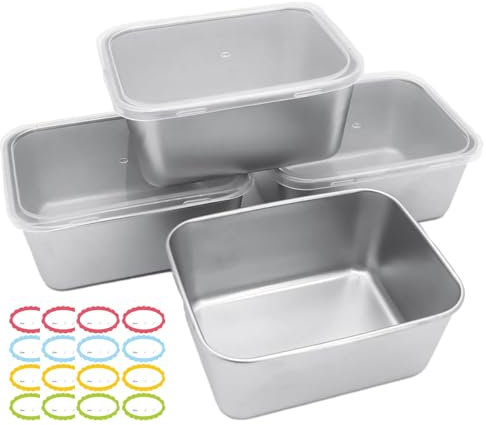 XLTXWD 4Pcs Stainless Steel Containers With Lids, Stainless Steel Food Storage Containers, Food Containers Lunch Picnic Boxes Oven Freezer Dishwasher Safe 