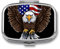 Pillendose mit USA-Flagge, patriotischer Adler, Reise-Pillendose, 2 Fächer, wöchentliche Pillendose mit Spiegel, Medikamentenbehälter für Geldbörse, Tasche oder Geldbörse