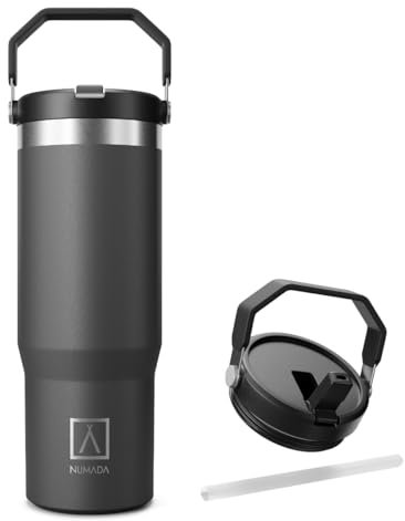 NUMADA- Botella Agua 304 Acero Inoxidable 1000ML Antigoteo, Botella Térmica Cerámica Reutilizable. Cantimplora o Botella Gimnasio con Aislamiento de 6 Capas, Mantiene Frío 24h y Calor 8h, Negro