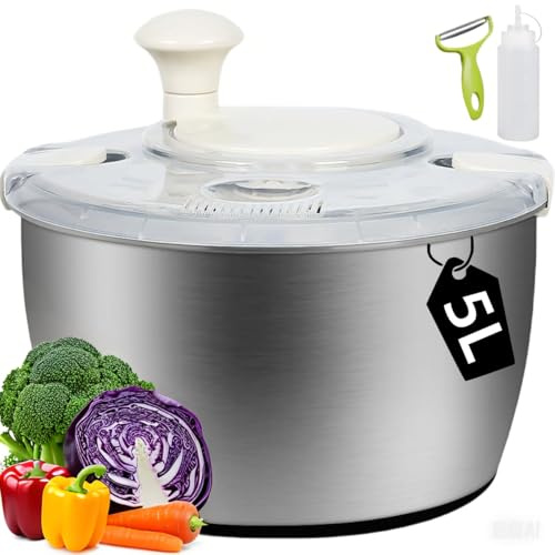 GROWZELT Salatschleuder Edelstahl 4.5L (4.5L)