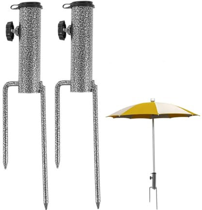 Beach Umbrella Sand Anchor 2Pcs Heavy Duty Ground Spikes for Parasol Adjustable Garden Umbrella Stand & Bases Parasol Holder for Beach, Lawn, Fishing, Field, Stands Bases