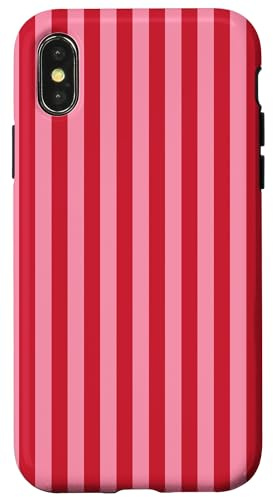 Niedliche rosa und rot gestreifte ästhetische vertikale Linien Hülle für iPhone X/XS