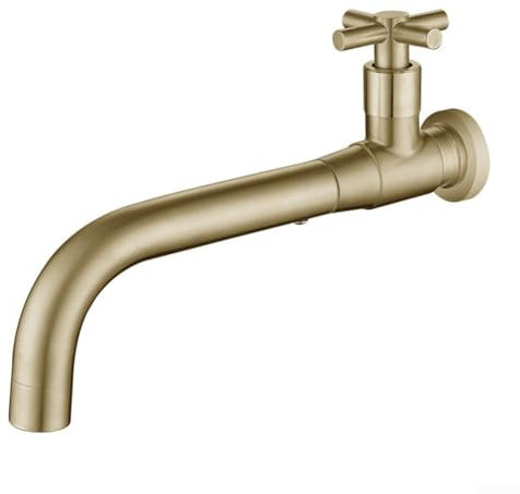 Modern Wall Mounted Faucet for Kitchen Sink and Outdoor Garden Applications (Brushed Gold)