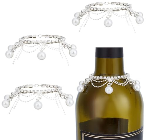 OLYCRAFT 4 Stück Strass Quaste Für Weinflaschen Aus Glas 12cm Strass Juwelenquaste Messing Weinflaschen Anhänger Sektflaschen Dekorative Charms Für Partyflaschen Hochzeits Sektdekorationen