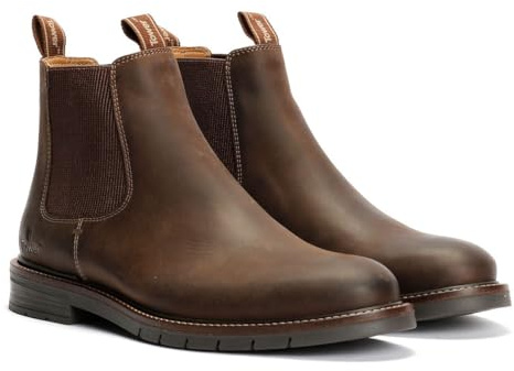 Tower London Harbour Leather Men's Dark Brown Chelsea Boots - UK 6