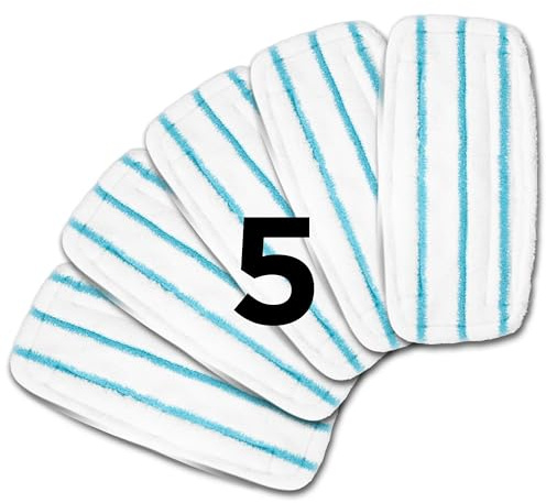 Duronic Steam Mop Pad Refills STM15X5 Replacement Cleaning Pads for the Duronic STM15 Steam Mop Spare Pack of 5 Reusable Microfibre Floor Cloths Only
