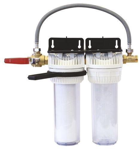 AQUAWATER - Doppel-Anti-Kalk-Wasserfiltersystem mit patentiertem By-Pass - Ø9''3/4 - Mit Halterung und Schlüssel - Weiß - Max. Durchfluss 1,5 m3/h - Max. Druck 4 Bar