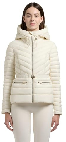 khujo Damen leichte Übergangsjacke kurze Jacke mit verstellbar Kapuze und Taillengürtel Lorella XS-XXL