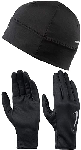 Nike Damen Dry Mütze Und Handschuh Set, schwarz/Silber, XS/S