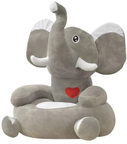 vidaXL Plüsch-Kindersessel Plüschtier-Kuschel-Sessel Tiermotive Elefant Grau