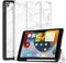 TNP Case for iPad 9th Gen 2021/iPad 8th 2020/iPad 7th 2019 Generation Protective Cover with Pencil Holder - 10.2 inch Slim Soft TPU Trifold Stand PU Leather Folio Auto Sleep Wake - Marble White