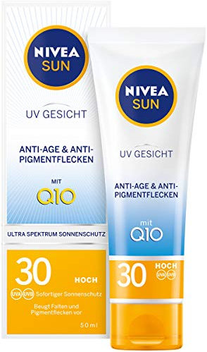 NIVEA SUN Sonnencreme fürs Gesicht, Anti-Age und Anti-Pigmentflecken, Lichtschutzfaktor 30, Tube, 50 ml