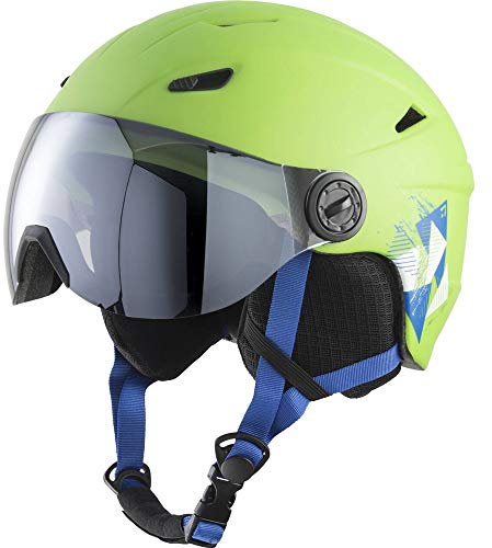 Tecnopro Kinder Pulse S2 Visor HS-016 Skihelm, Green/Black/Blue, S