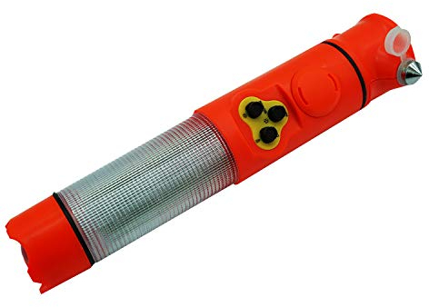 YARADECRO 6 in 1 Car Emergency Escape Tool Emergency Flashing Light Beacon Torch Seat Belt Cutter and Glass Windscreen Hammer Breaker Magnet Lamp Sound Alarm