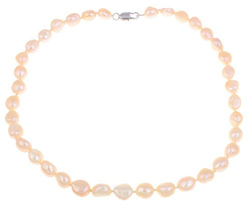 Collier de Perles pour Femmes | Collier en Perles d'Eau Douce Roses 8-9mm Fait Main pour Femmes
