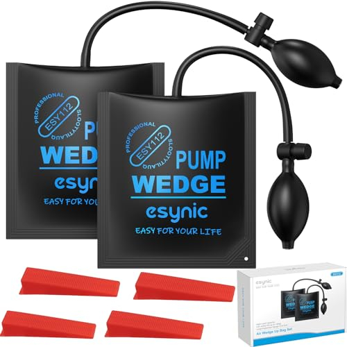 eSynic Air Wedge Up Bag Popular 2pcs Air Wedge Pump Up Bags Wedge Pump Tools Car Air Wedges Pump Kits for Door Window Installation and Car Repair with 4 Plastic Wedges
